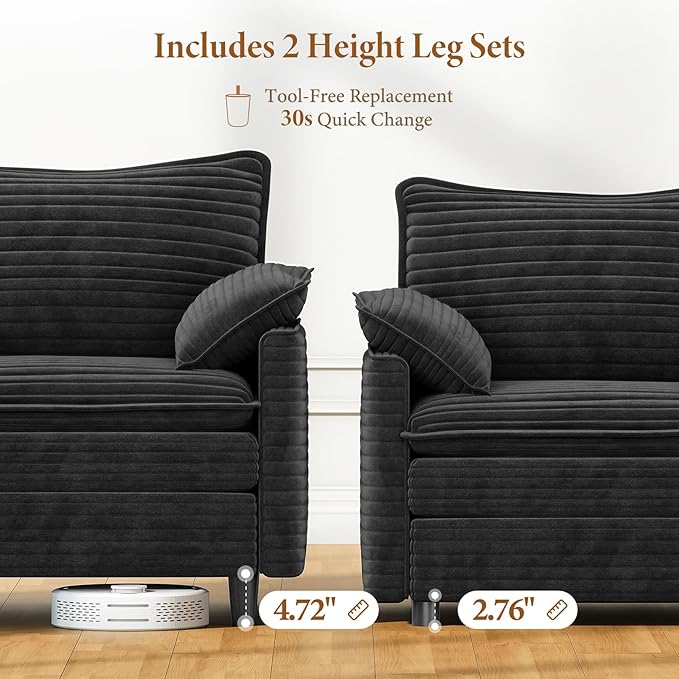 Vesgantti 142" U Shaped Sectional Couch, Comfy Cloud Modular Sectional Sofa - Image 3