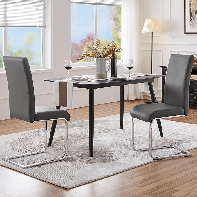 Yaheetech Dining Chairs Set of 2 Modern Faux Leather Upholstered Dining Room - Image 2