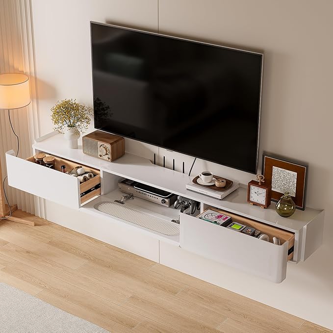Floaticase Floating TV Stand, 78IN Fully Assembled Hign Gloss Wall Mounted TV - Image 3