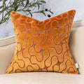 Yangest Orange Yellow Square Throw Pillow Cover Wavy Velvet Cushion Cover by Yangest