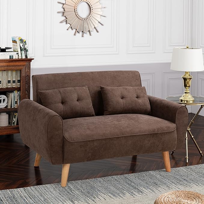 Shintenchi Small Modern Loveseat Couch Sofa, Mid Century Fabric Upholstered - Image 6