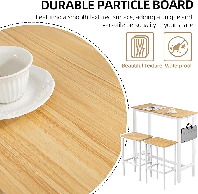 Finnhomy Bar Table Set, 39.3" Pub Table High Top Table, Rectangular Bar Height - Image 7