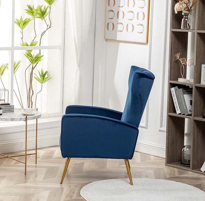 Container Furniture Direct Modern Velvet Accent Chair, Channel Tufted Bedroom - Image 8