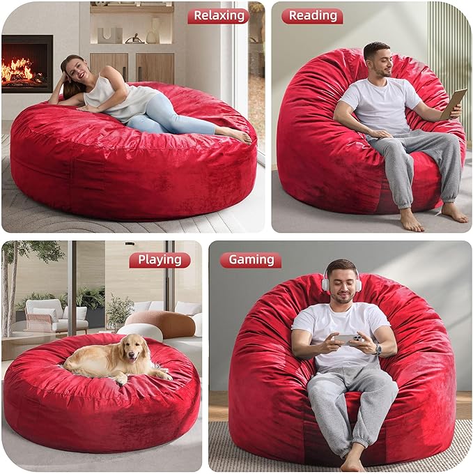 Hobestluk 6FT Bean Bag Chair Bean Bag Chairs - Image 5