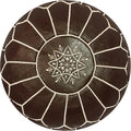 Stuffed Round Design Moroccan Leather Pouf Ottoman, Pre-Filled, 100% Genuine by Unknown