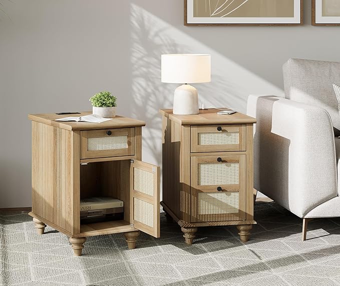 WAMPAT Set of 2 Rattan End Tables - Image 4