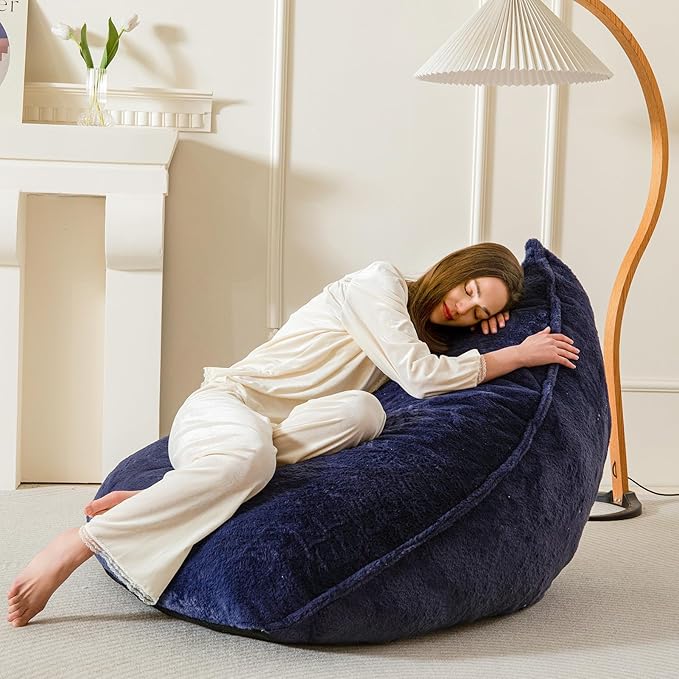 BYBYME Bean Bag Chairs Sherpa Lazy Sofa, Giant Beanbag Chairs - Image 8