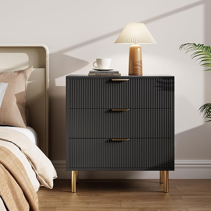 Black Dresser, Modern 3 Drawer Dresser by GarveeHome