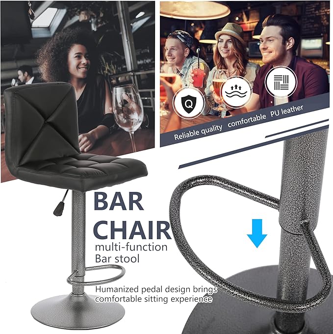 BestOffice Bar Stools Set of 2, PU Leather Swivel Bar Stools Kitchen Counter - Image 7