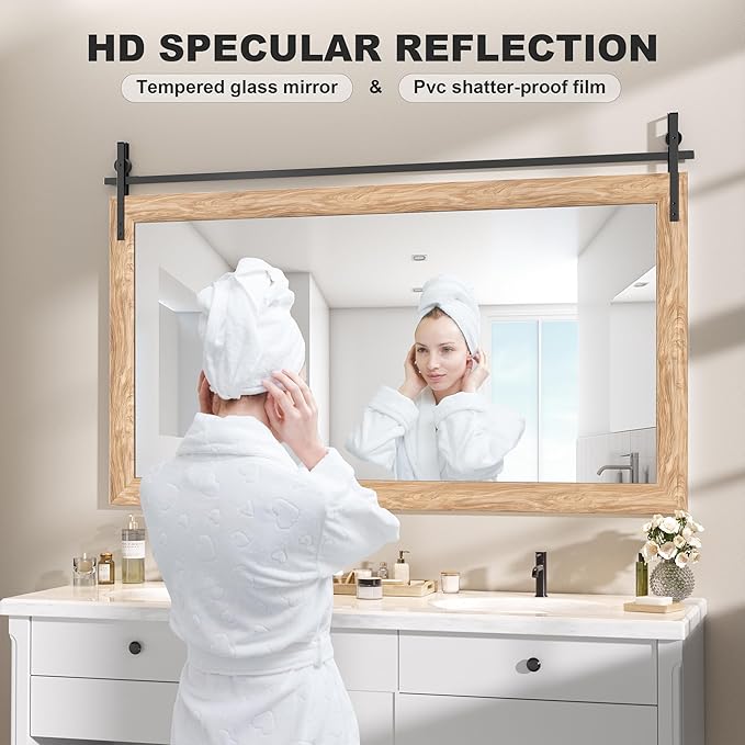 Hasipu Farmhouse Bathroom Mirror - Image 4