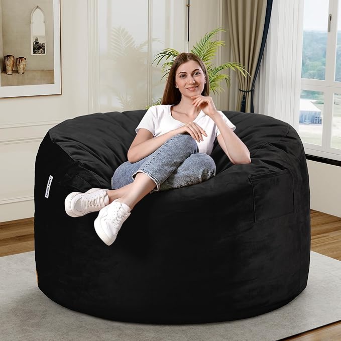 HABUTWAY Bean Bag Chair 3Ft Luxurious Velvet Ultra Soft Fur - Image 2