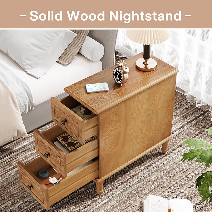 Tribesigns Solid Wood End Table, Fully Assembled Narrow Side Table - Image 5