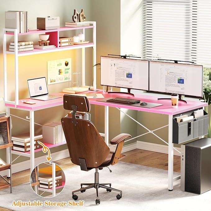 Aheaplus L Shaped Desk Gaming Desk, Reversible Home Office Desk Gamer Desks - Image 2