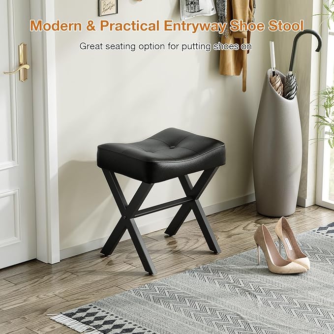 18-Inch Leather Vanity Stool Chair, Vanity Bench - Image 7