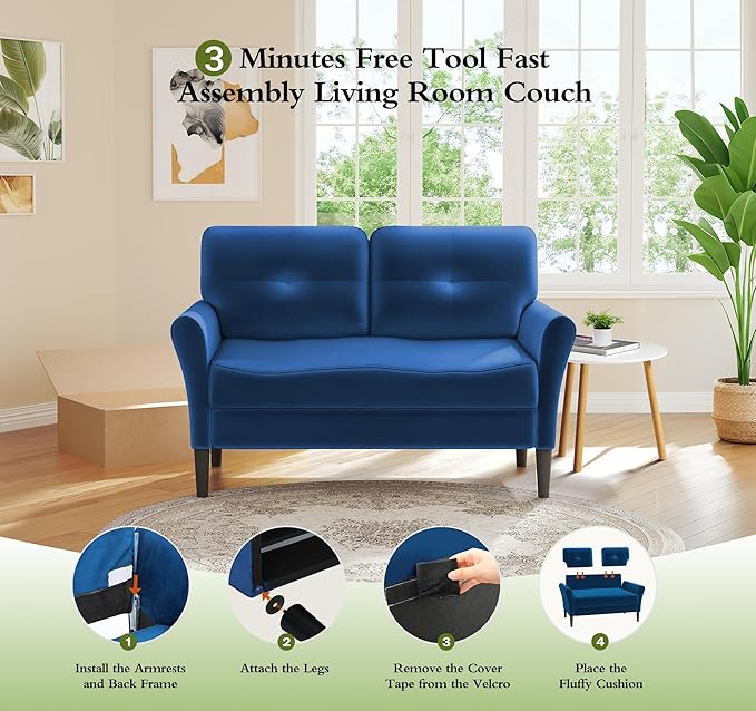 Small Sofa Couch, Soft Velvet Love Seat Couches, Small Couch - Image 7