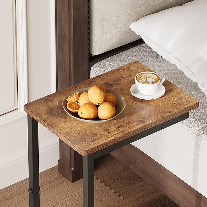 Side Table, C Table with 2-Tier Storage Shelf, End Table TV Tray with Metal - Image 6