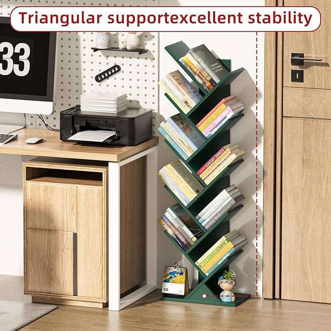 10 Tier Tree Book Shelf, Floor Standing Wood Bookshelf - Image 5