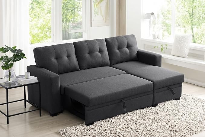 82 Inch Convertible Sleeper Sectional Sofa - Image 3