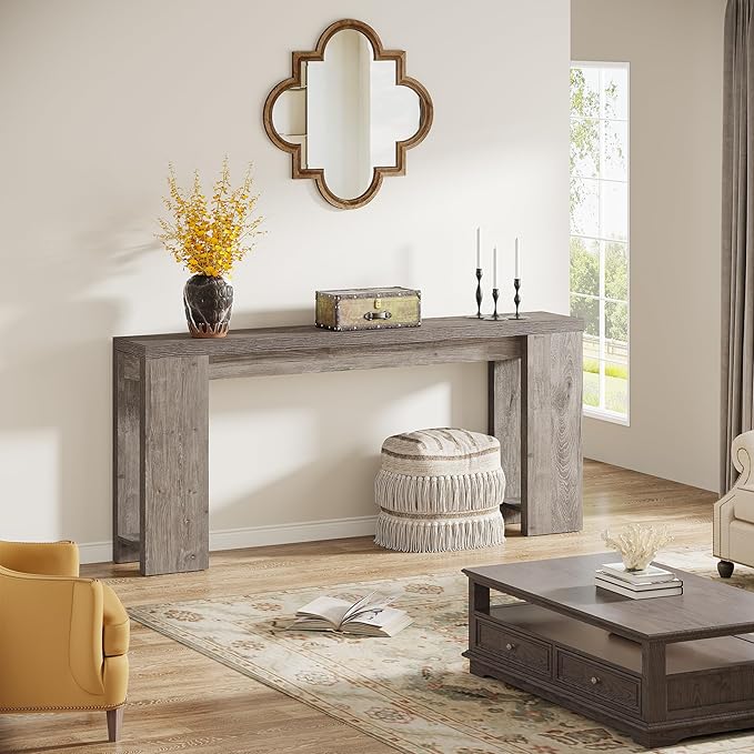 Tribesigns 70.9-Inch Extra Long Console Table, Farmhouse Wood Sofa Table Behind - Image 4