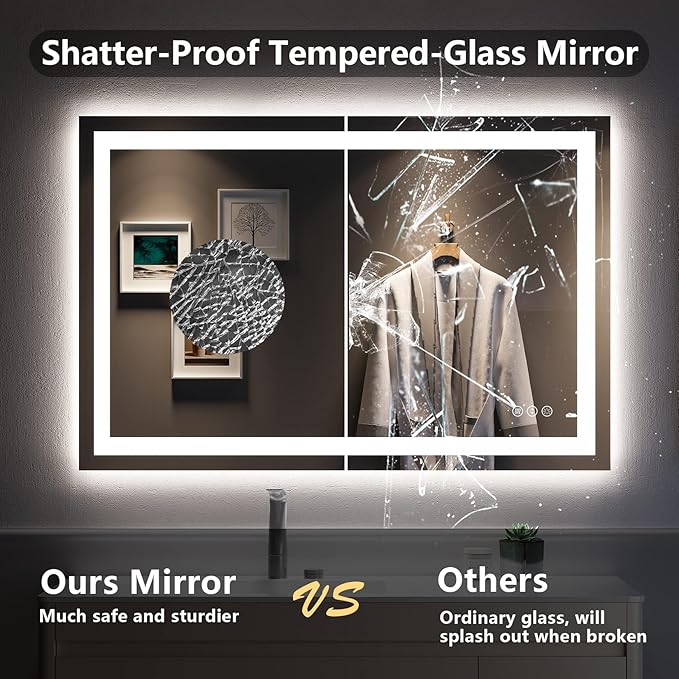 48x32 Inch LED Bathroom Mirror - Image 6
