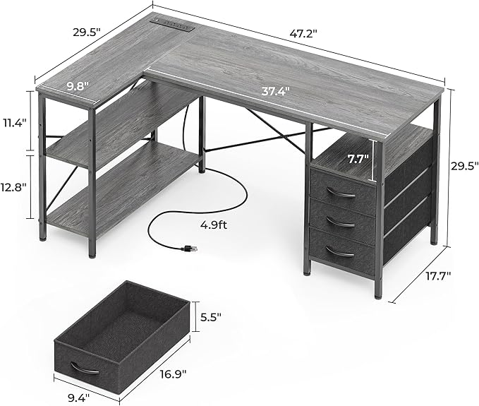 Huuger L Shaped Office Desk - Image 3