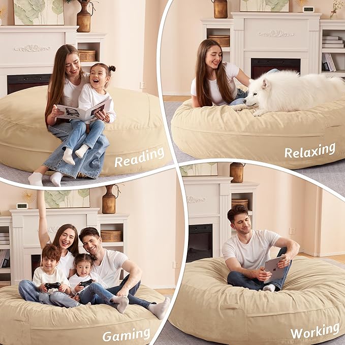 HABUTWAY XX-Large Bean Bag Chair: Giant 7' Memory Foam Furniture Bean Bag Chairs - Image 7
