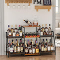 Liquor Cabinet with Fences, Wine Rack Freestanding Floor, 4 Tier Trapezoidal by Hayexiha