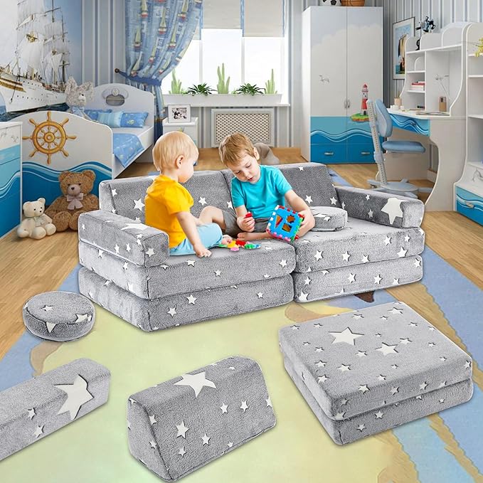 10Pcs Kids Play Couch, Toddler Sofa, Modular Kids Couch - Image 2