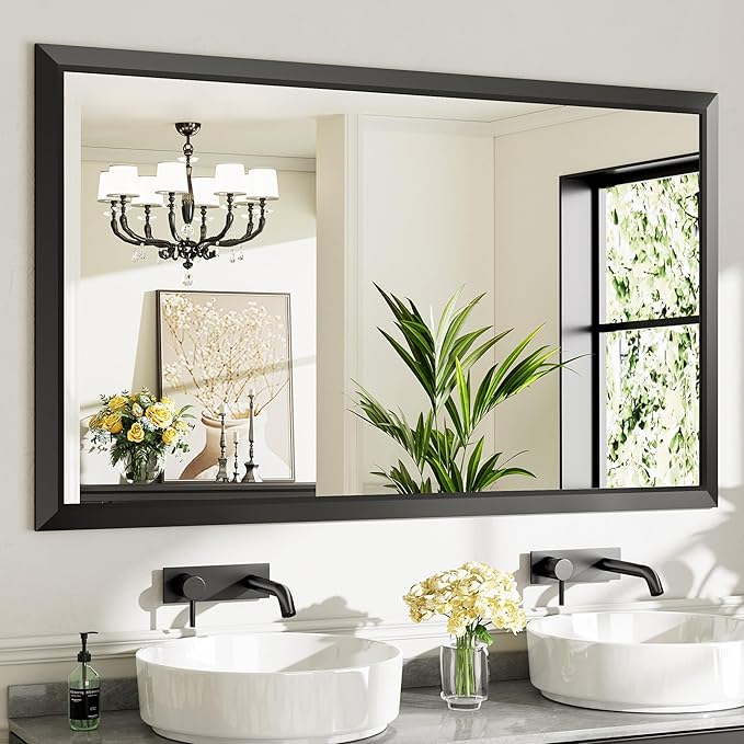 60x36 Inch Black Bathroom Mirror by Briivuemodernmirrors
