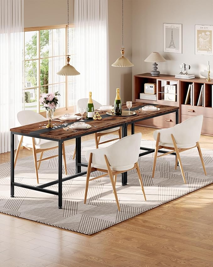 47.2'' Dining Table, Rectangle Color-Blocked Kitchen Dinner Table, - Image 2