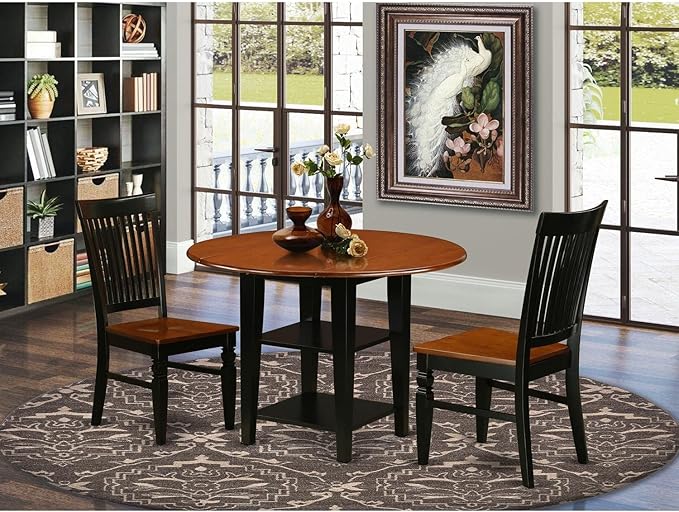 East West Furniture SUWE3-BCH-W 3 Piece Dining Room Furniture Set Contains a - Image 6