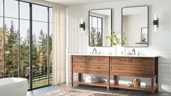 TETOTE Black Mirror for Bathroom 24 x 36 Matte Black Metal Framed Vanity Mirror - Image 8