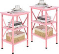 VECELO End Table Set of 2, Bedside Table, X-Design Reinforced Nightstands by VECELO