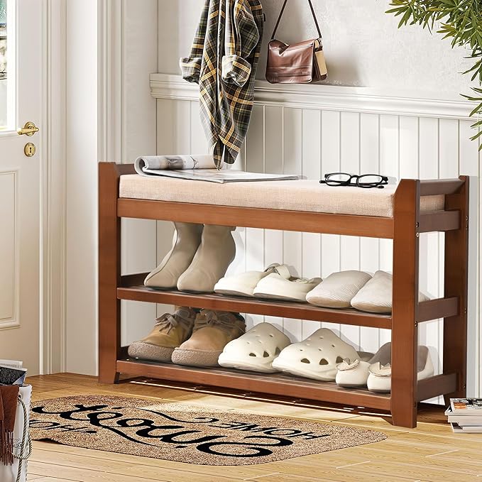 Shoe Rack with Cushion for Font Door Entrance, 27.6 in Shoe Bench with Storage - Image 7