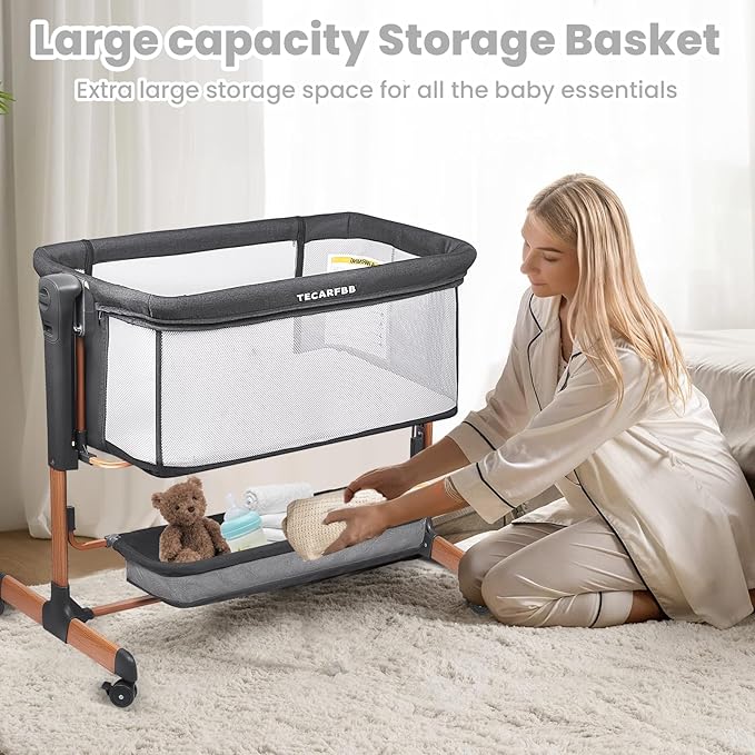 Baby Bassinet, 3 in 1 Bedside Sleeper - Image 5