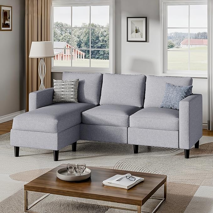 Small Sectional Sofa Couch, 3 Seat L Shaped Couches by Shintenchi
