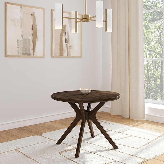 Plank+Beam Verso Round Dining Table, 38 Inch Solid Walnut Kitchen & Dining Room by PlankBeam