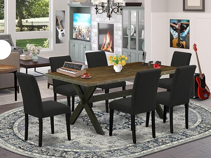 East West Furniture X677AB624-7 7 Piece Dining Set Consist of a Rectangle - Image 2