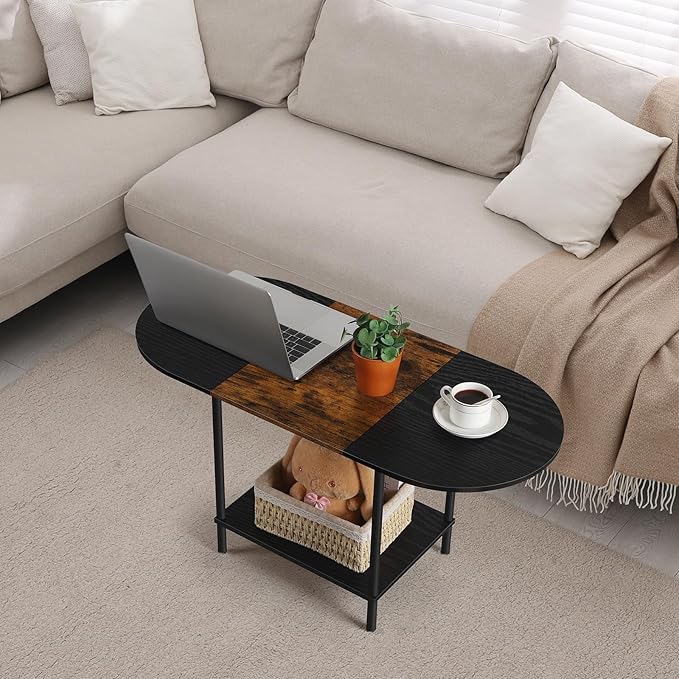 Small Round Coffee Table, 2-Tier Oval Center Table - Image 7