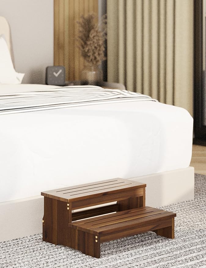 TINAMO 25" Acacia Bed Steps for High Beds for Adult 500 Lbs - Image 5