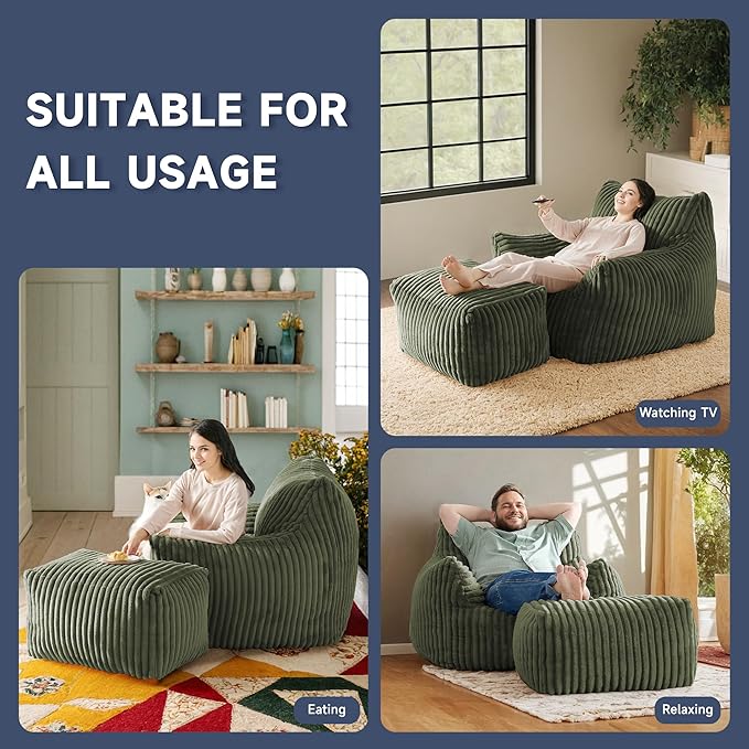 Giant Bean Bag Chairs for Adults, Oversized Chaise Lounge Chair Indoor - Image 4