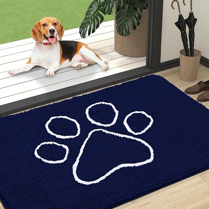 OLANLY Door Mat for Muddy Dog Paws 47x32, Ultra Absorbent Chenille Mud Doormat by OLANLY