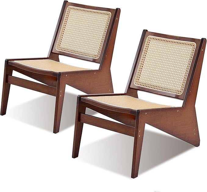 Rattan Chair 2Pcs, Mid-Century Accent Chair, Rattan Lounge Chair by Furlide