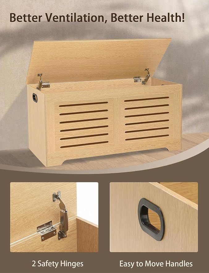 DINZI LVJ Storage Chest, 43.3”Wooden Storage Box - Image 3