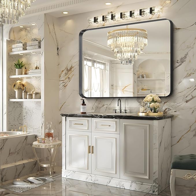 FORBATH 48x36 Inch Bathroom Mirror, Brushed Black Deep Frame Wall Mirror - Image 6