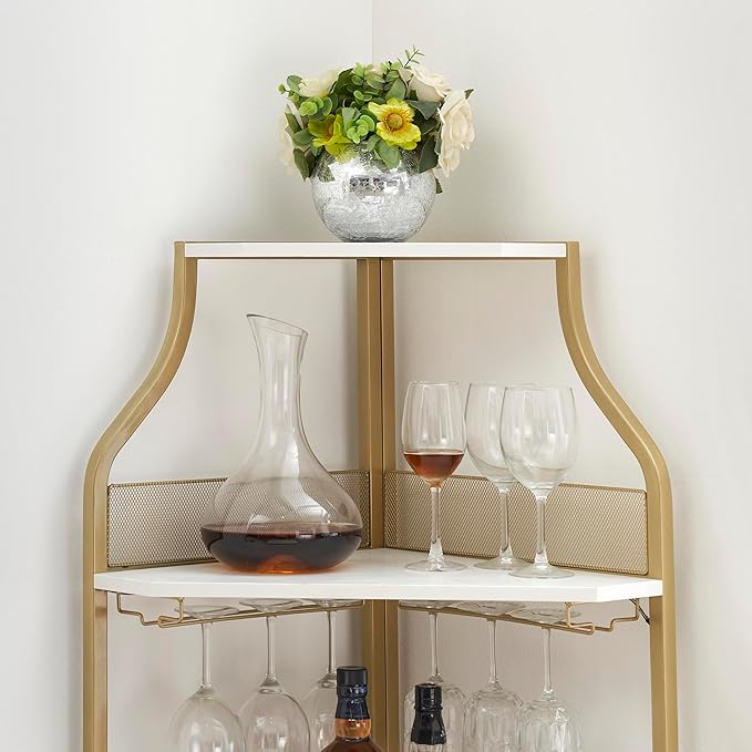 GAOMON Corner Bar Cabinet with Glass Holder, Industrial Wine Cabinet with - Image 4