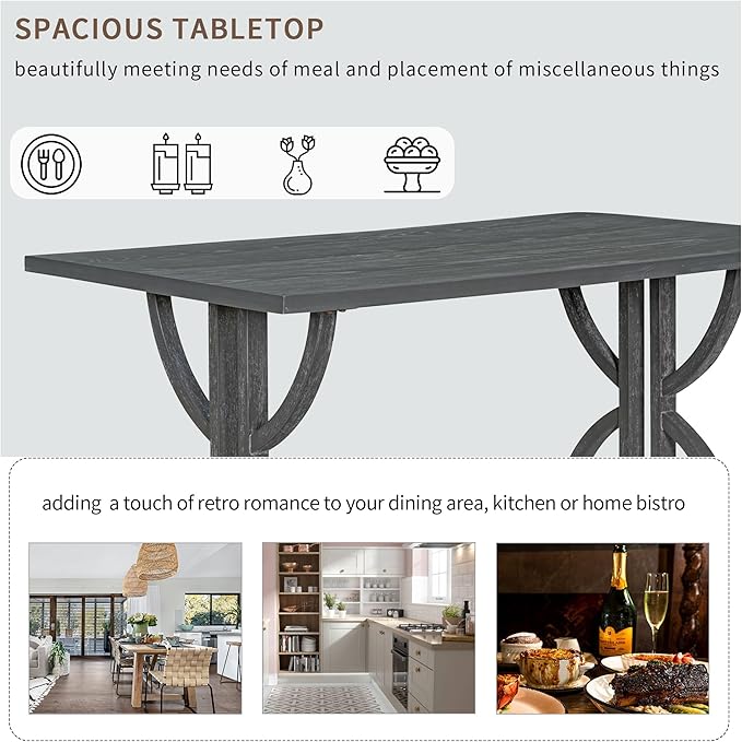 SogesPower 6-Piece Dining Table Set, Rectangular Farmhouse Kitchen Dining Table - Image 3