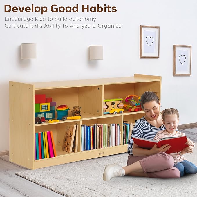 Toy Storage Organizer for Kids Room, Wooden Kids Bookshelf for Classroom - Image 5