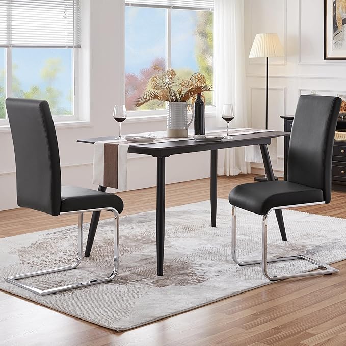 Yaheetech Dining Chairs Set of 2 Modern Faux Leather Upholstered Dining Room - Image 2