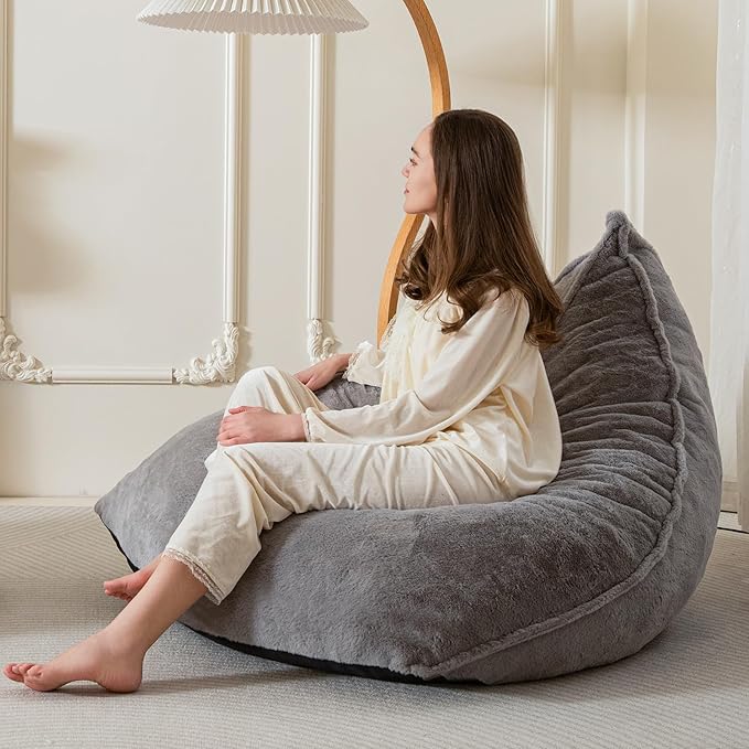 BYBYME Bean Bag Chairs Sherpa Lazy Sofa, Giant Beanbag Chairs - Image 9